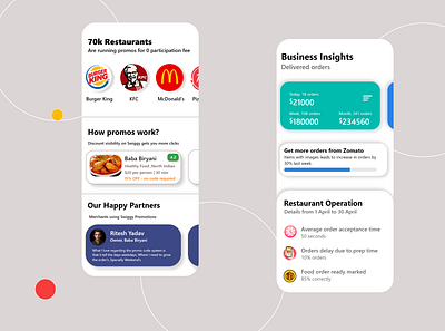 Zomato - Analytics and Promo Screen Redesign adobe xd ui