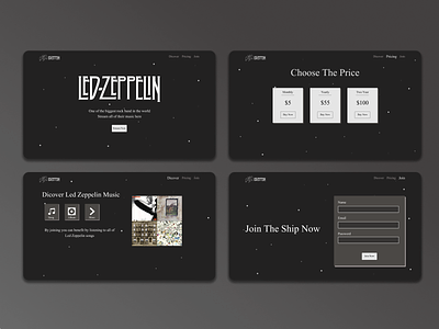Led Zeppelin Music Streaming Web App app design discover form join us landingpage ledzeppelin music price ui web webdesign
