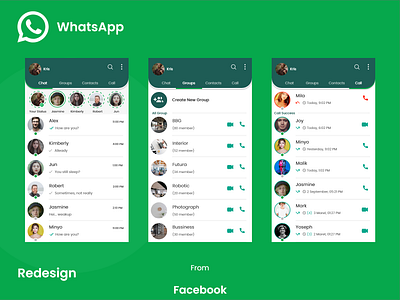 Whatsapp Redesign branding challenge daily dailyui design newlook redesign ui ui ux ui design uidesign whatsapp