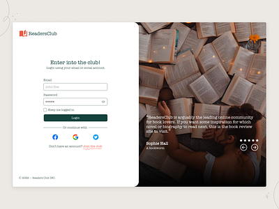 ReadersClub - Login Page