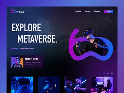 VRMATE - PC-Powered VR Gaming Headset dark design game landing page ui ux virtual vr web