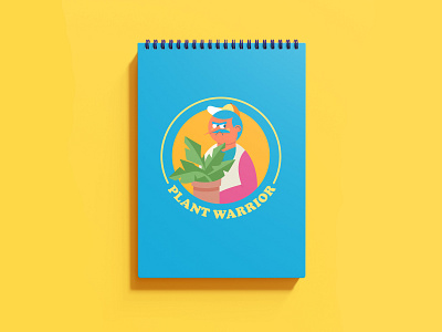 Plant Warrior adobe blue design flat illustration illustrator minimal mockup pastel photoshop yellow