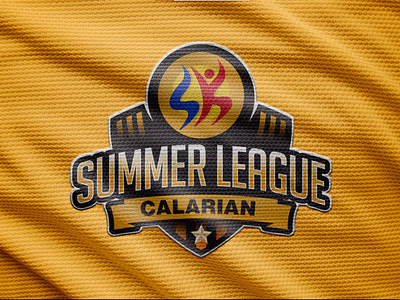SK Summer League Badge Logo badge brown illustration illustrator jersey jersey design logo minimal mockup sk sport sports texture yellow