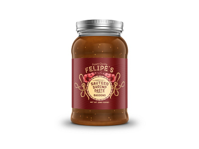 Felipe's Sauteed Shrimp Paste (Bagoong) adobe branding design illustration illustrator kitchen logo minimal mockup paste photoshop product product design red shrimp