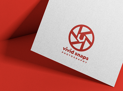 Vivid Snaps Photography Logo camera logo logo logo design logo mockup minimalist paper texture mockup photography logo red logo v logo