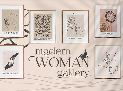 Modern Woman Gallery abstract art body clipart contemporary face female fine art gallery ink instagram template logotype modern poster template tropical woman