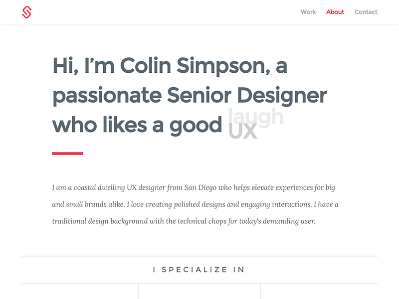 Portfolio About Detail By Colin Simpson On Dribbble