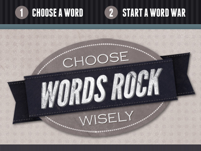 Word Wars muted navigation ribbon texture typography web design