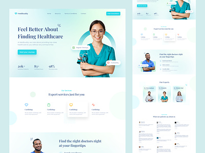 Medibuddy - Online Doctor Consultation Landing Page aqua blue consultation design doctor hospital landingpage minimal teal