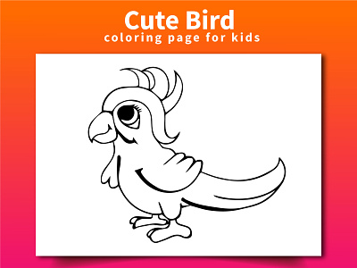 Cute Bird Coloring Page For Kids animal bird branding coloring coloringbook coloringpages design illustration logo ui vector