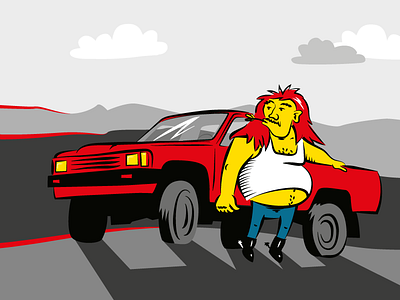 Redneck illustration american beer car fat illustration man red redneck vector yellow