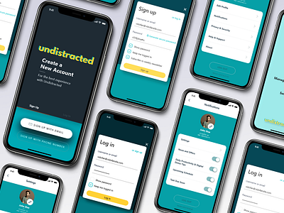 UNDISTRACTED Log In, Sign Up and Setting Page