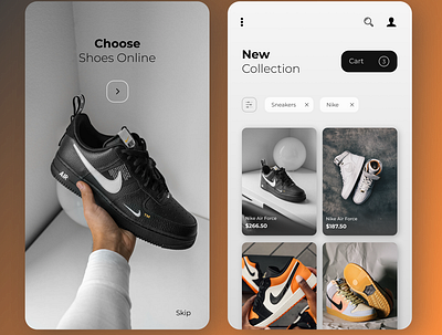 shoes app branding design flat illustration minimal ui ux web website