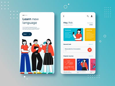 Language Learning App app branding design illustration ui ux vector web website
