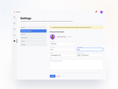 Settings page | Daily UI 007 007 configurations page daily ui dailyui 007 design profile settings page settings ui ui ui challenge ui design uiux web design website