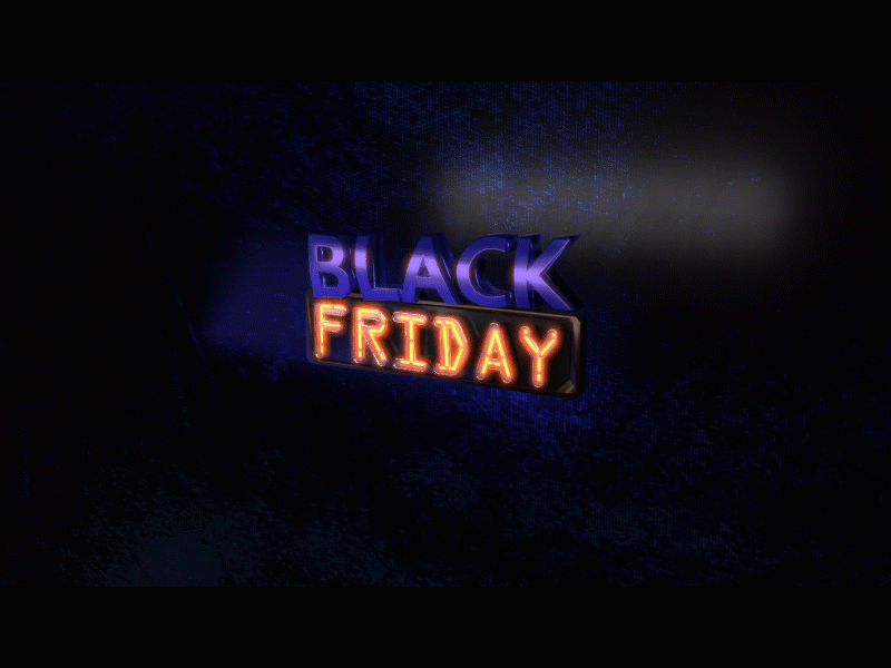 Black Friday 3d 3d text animated gif animation blender design discounts graphic design illustration metallic motion graphics neon promotional promotional vignette sales