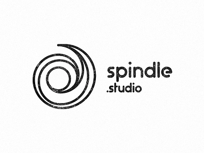 Spindle studio logo black bold grain logo outline spin spindle studio