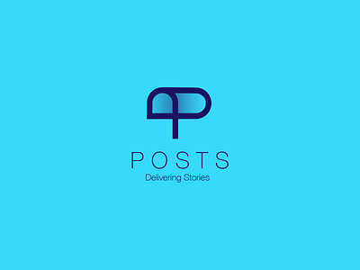 Posts blue box branding content creation letter logo p social