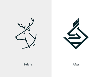 Before and After after animal before bold brand branding crown deer elk fire icon logo