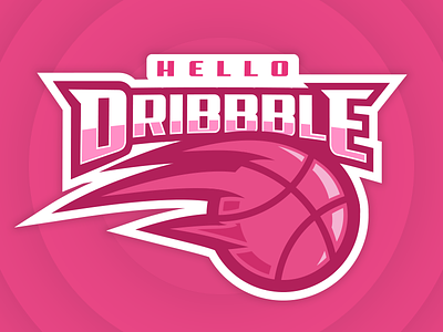 Dribbble on! basketball debut draft dribbble debut hello illustration logo logo design sticker