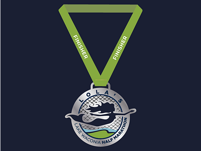 Lola's Lake Waconia Half Marathon Finisher Medal badge marathon medal mermaid minnesota race scales