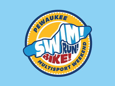 Pewaukee Multisport Weekend badge circles cycling duathlon gear lake logo running triathlon wisconsin