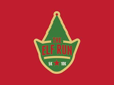The Elf Run 5K Logo 5k badge christmas elf running tree wisconsin