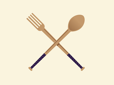 Batfork. Batspoon. baseball cross fork picnic silverware spoon