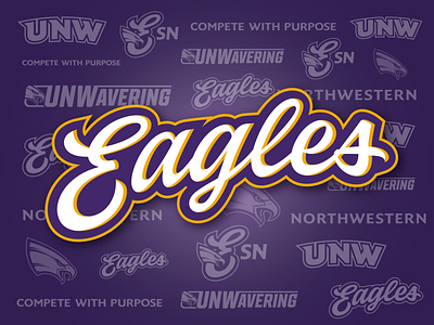 UNW Eagles eagle minnesota purple script sports university wordmark wordmark logo