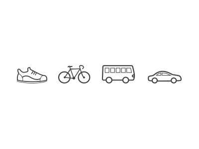 Transportation Icons bike bus car icon outline public transport transportation walk