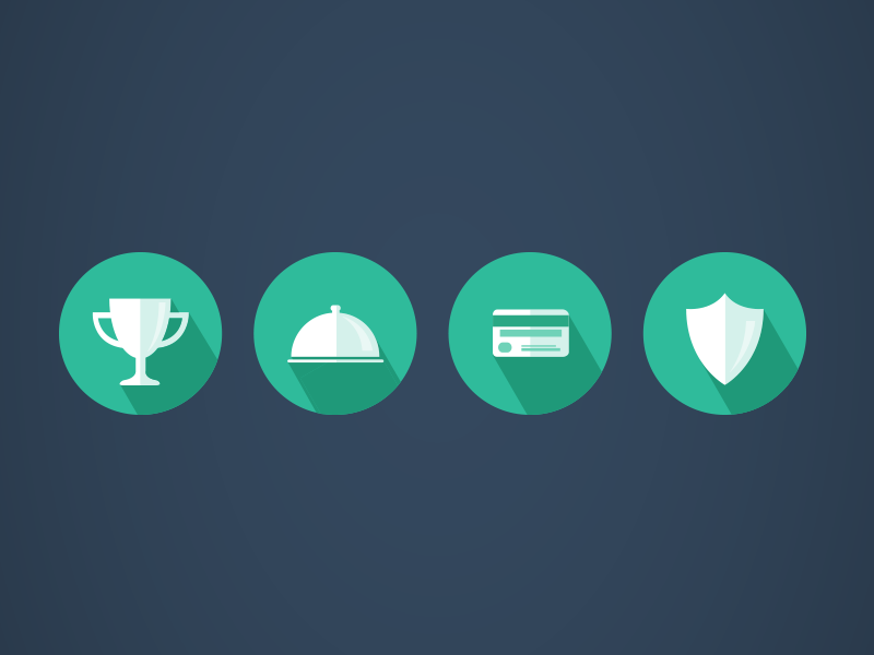 Flat Shadow Icons flat icon shadow award first class money security credit card trophy meal police shield