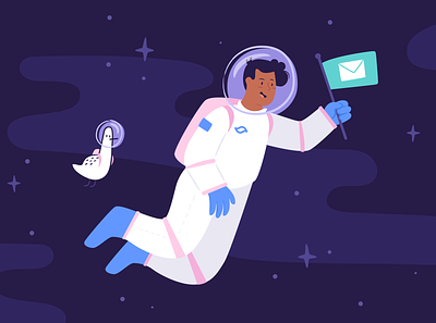 Email: the future of messaging (Shortwave) astronaut bird email future illustrations space