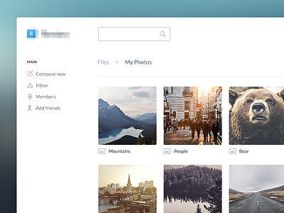 My Photos application blue files home my photos photos ui user interface ux web design website website design