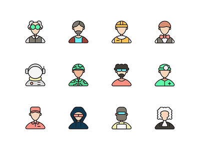 Jobs and professions avatars Icon Set