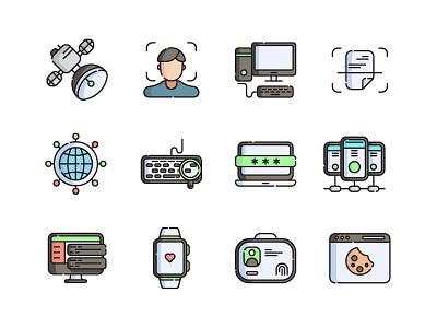 Cyber Security Icons Set 🛡️ hacker icon icon design illustration ui vector