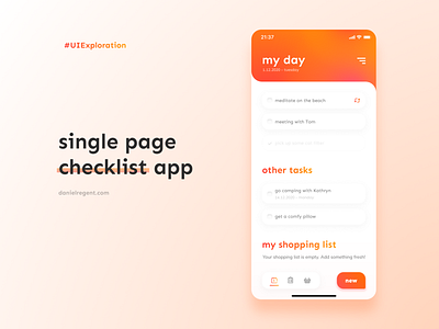 Single page checklist exploration