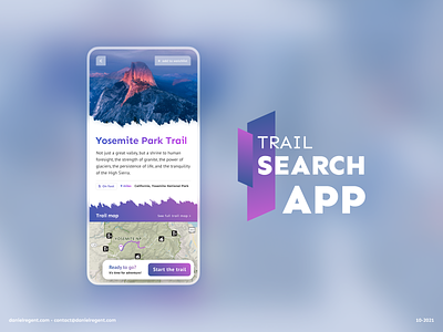 Travel trail search app concept