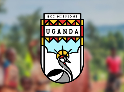ECC Missions - Uganda Badge african badge christian church crane gray crowned crane illustration linework mission orphanage uganda vector