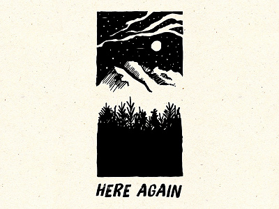 Here Again - Worship Night Illustration black elevation worship experience community church hand drawn here again illustration mountains music night pine trees sharpie worship night