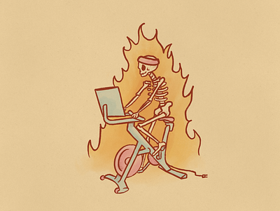 Feel The Burn bike design exercise fire funny graphic design gym home illustration peloton procreate skeleton work out working out