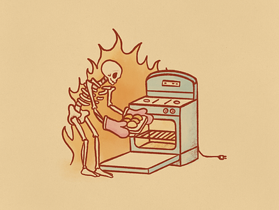 Made With Love bake baking cupcake cupcakes cute design fire funny graphic design illustration kitchen oven procreate recipe skeleton