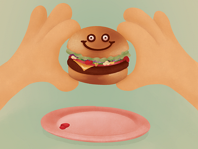 🍔 burger cheese design fast food food hamburger happy illustration meal procreate tempting