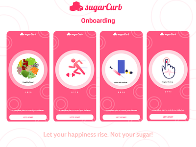 sugarCurb health app app design diabetes health health app healthcare illustration logo onboarding onboarding ui typography ui uidesign ux