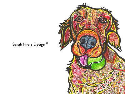 Sarah Hiers Design COPYRITE Custom Pet Art Golden Retriever adobe draw adobe photoshop artist custom art custom drawing design dog art dog portrait drawing illustration
