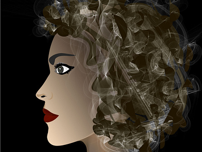 Smoky girl design gradient illustrator illustrator art lady minimalistic sketch smoke woman illustration woman portrait