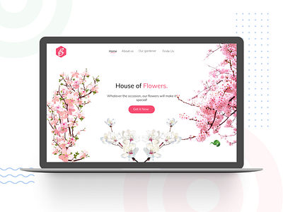 Flowers shop website flower logo nav pink webdesign website white