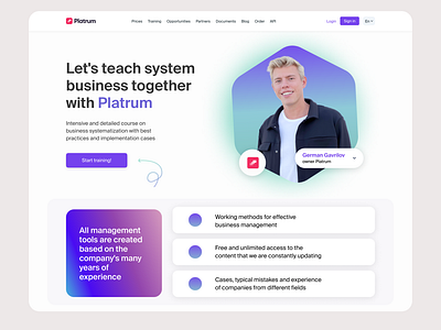 Landing page for Learning course