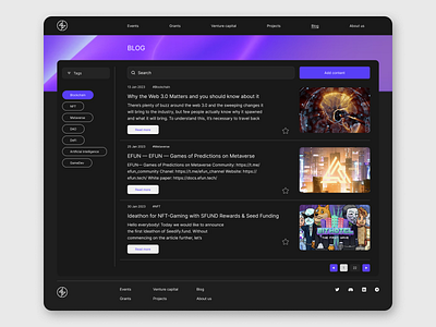 Blog section in aggregator of Web3 events, grants and projects