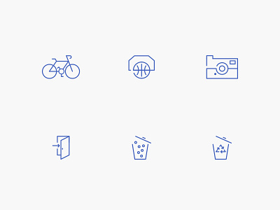 Simple Icon Set basketball bike brand camera cool design door icons line simple travel