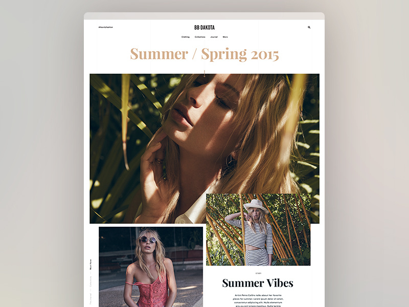 BB Dakota Homepage Exploration serif grids products typography type pink images design e commerce web fashion digital